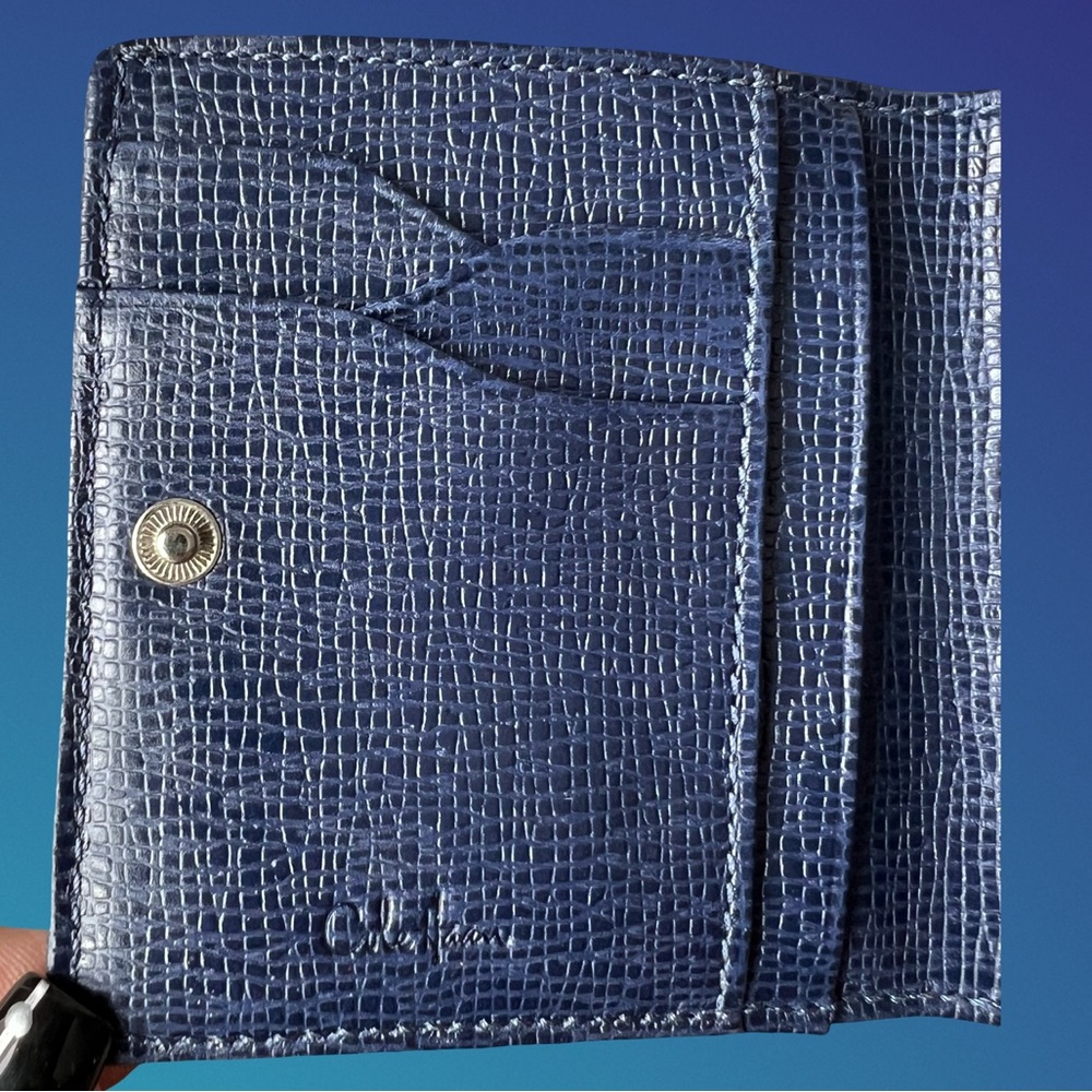 Cole Haan Blue Pebbled Leather Small Wallet/Card Holder - Picture 6 of 13
